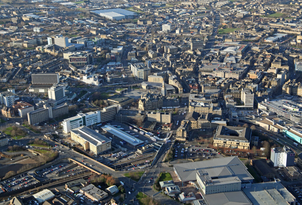 Ariel view of Bradford City, West Yorkshire